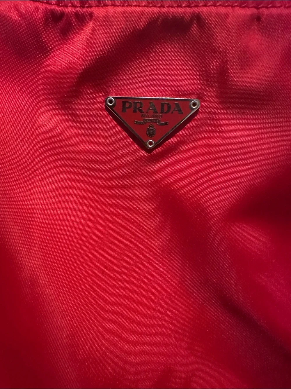 PRADA nylon red cosmetic pouch
